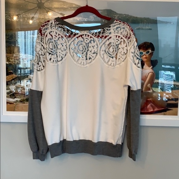 💕x2HP💕Liberty Garden white crochet sweatshirt - Picture 9 of 14